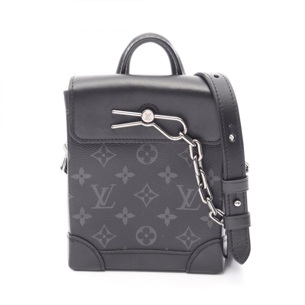 Louis Vuitton Steamer Monogram Eclipse Black Shoulder Bag Canvas Leather Black